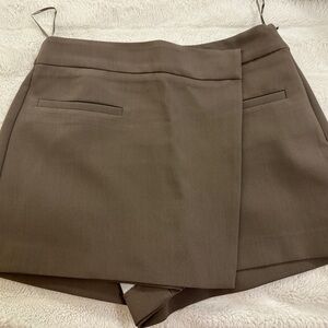 Zara Brown Wrap-Front Skort